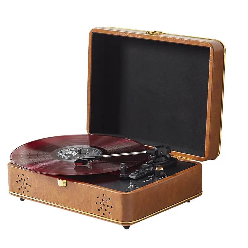 Gramofones Fonógrafo Vintage Personalizado Para Venda Melhor Audiófilo Turntable Portátil Bluetooth Record Player Com Alto-falante Para Presente