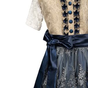 Robe traditionnelle Dirndl pour femmes, col en V, corsage perlé, jupe midi brodée florale, ceinture en satin, coupe trapèze, tenue formelle - Product Image 5