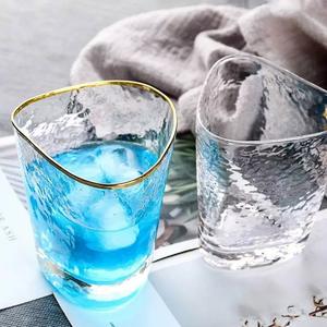 Бокал из прозрачного бордового стекла с золотым ободком - Product Image 2