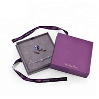 Boîte à bijoux de luxe en carton violet, boîtes cadeaux en papier en gros avec ruban, pour bagues, pendentifs, bracelets, emballage de bijoux UV Advantage