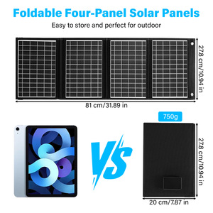 Alecter <b>Solar</b> 40W Foldable <b>Solar</b> <b>Panel</b> 40W Monocrystalline <b>USB</b> Charging Kit Black Waterproof Portable - Product Image 3