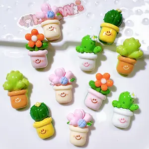 2024 New Cactus Plant Decoration Beads Patches Resin For Baby Girl Dresses DIY Handmade Materials