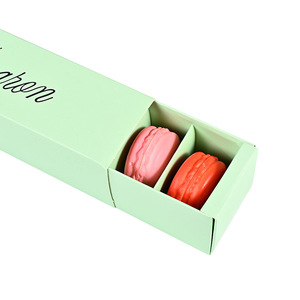 Hot Bán 6 Pcs Macarons Hộp Trượt Mở Ngăn Kéo Hộp Giấy Cho Macarons In Kỹ Thuật Số <span class=keywords><strong>Macaron</strong></span> Hộp Với Bạc Lá Logo - Product Image 4