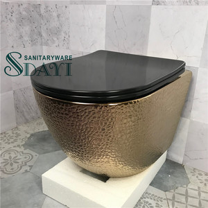 SDAYI <span class=keywords><strong>di</strong></span> lusso moderno modello <span class=keywords><strong>di</strong></span> <span class=keywords><strong>disegno</strong></span> rame rosa placcato oro Color argento arte opaca senza montatura da parete appeso in ceramica WC montato - Product Image 5