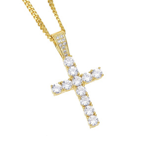 C & J Spot supply hip hop baru zircon liontin salib batu klub malam kalung pria - Product Image 6