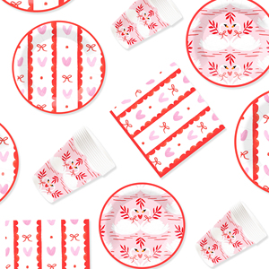 DAMAI Nuevo Juego de Vajilla para Decoración de Fiesta de San Valentín, Incluye Plato de Papel, Vaso de Papel y Servilleta para San Valentín - Product Image 2