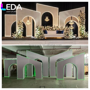 LEDA Fournitures de décoration de scène pour événements et fêtes, Panneau de fond en arche blanc avec éclairage LED RGB, Support de fond d'arche de mariage personnalisé - Product Image 2