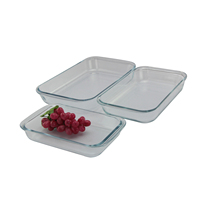 Ellipse rectangulaire borosilicate résistant à la chaleur Pyrex-Brand Glass Clear Glass Pizza Plaque de riz au four Plat de cuisson Pan Bakeware