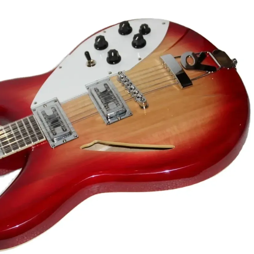 थोक-सर्वश्रेष्ठ चीन गिटार डीलक्स मॉडल 360/12 स्ट्रिंग इलेक्ट्रिक गिटार अर्ध खोखला चेरी फट