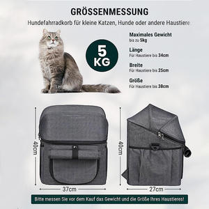 Sac de vélo pour chien pliable et souple avec fenêtres en maille Sac de voyage pour <span class=keywords><strong>animaux</strong></span> de compagnie Porte-panier pour vélo pour chien - Product Image 2