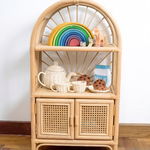 Gabinete de ratán natural hecho a mano más vendido Sunrise Display Arch Hutch para habitación de niños Nursery Rattan Shelf de Vietnam - Product Image 1