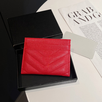 Dompet Kartu Wanita Mewah Kulit PU Quilted Grosir, Tempat Kartu Kredit Mini Tipis, Dompet Kecil Wanita Dengan Kemasan Kotak