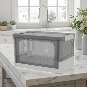 Nhiều màu sắc <span class=keywords><strong>2</strong></span> kích cỡ gấp hộp lưu trữ nhựa, lưu trữ quần áo trong suốt, cửa sổ phía trước có thể mở lên trên cùng - Product Image 2