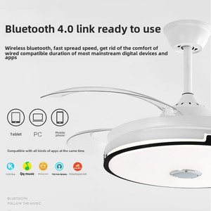 Ventilateur de plafond LED moderne avec lampe, <span class=keywords><strong>lustre</strong></span> invisible <span class=keywords><strong>pour</strong></span> restaurant, salon, chambre à coucher, télécommande, vente en gros - Product Image 3