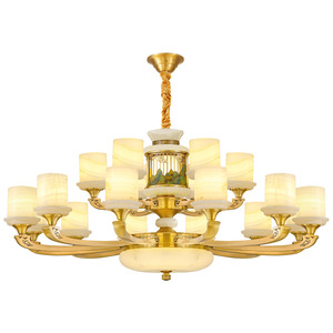 Lámpara de araña de jade estilo chino con múltiples cabezales LED para el hogar, comedor y dormitorio - Product Image 4