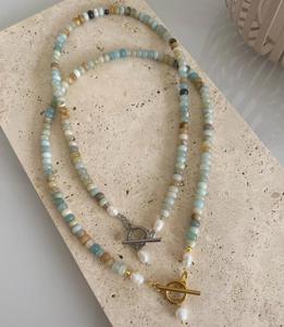 Nouveaux bijoux en perles d'eau douce, plaqué or 18 carats, acier inoxydable, fermoir OT, collier en pierre naturelle fait main pour femmes - Product Image 6