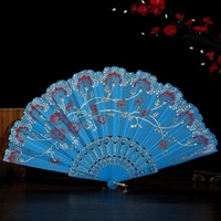 Vente directe usine Nouveau éventail pliant pour femme en paillettes dorées, style Wing Chun, danse chinoise, en plastique, souvenir de vacances, mariage, pour l'étranger