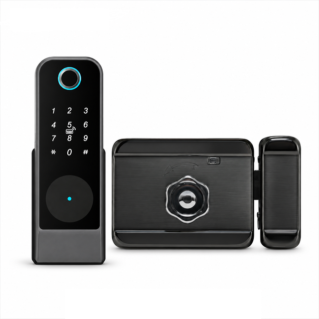 Slim Narrow Frame Waterproof Electronic Digital Gate Lock Smart Rim Lock for Warehouse Fast Shipping for Bulk Order