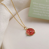 MIENTER Colliers Soleil Pendentif Or Rouge Haute Qualité Émail Collier Femme