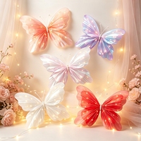 Papillon lumineux en gaze pour décoration de mariage et de fête, papillon suspendu en maille