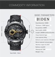 BIDEN 0129 Marka Popüler Erkek Kuvars Saat Orijinal Silikon Kayışlı Ejderha Büyük Kadranlı Ağır Hizmet Tipi Vintage Günlük Kol Saati