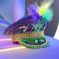 Chapeau de capitaine steampunk à strass à faible MOQ, chapeau de pirate avec logo personnalisé, idéal pour la pêche sur glace, le derby et les soirées en bar sur glace