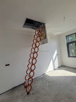 Échelle de grenier électrique manuelle télescopique pliable 24H pour villa de luxe, gain de place intérieur, en métal
