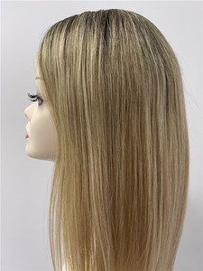 100% pelo Remy europeo Top 8A grado personalizado <span class=keywords><strong>Balayage</strong></span> <span class=keywords><strong>Rubio</strong></span> plata gris Toppers largo recto personalizado seda <span class=keywords><strong>Balayage</strong></span> mujeres - Product Image 4