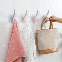 Crochet adhésif mural en plastique pour cuisine, salle de bain, salon, à suspendre derrière la porte, multifonctionnel, simple niveau, vente en gros usine