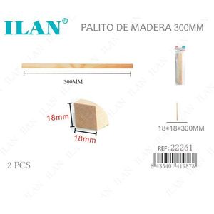 Bastoncini di legno Ilan 18x18x300mm 2 pz per artigianato e progetti fai da te - Product Image 1