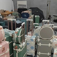 Ensemble de bagages rétro vintage pour hommes et femmes, 4 pièces, valise à motif pied-de-poule avec sac cosmétique en PU pour les voyages, vente en usine