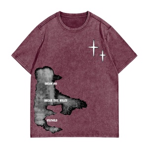 T-shirt Homme Anti-rétrécissement en Coton Lourd Tricoté avec Motif 3D, Épaules Tombantes, 100% Coton, Lavage Vintage, Séchage Rapide, Commande en Gros - Product Image 5