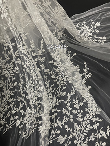 Tela bordada de tul de gama alta con malla de encaje ecológica de cuentas para vestidos de novia y prendas - Product Image 4