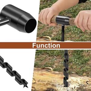 Lot de 4 tarières manuelles en acier au carbone, perceuse à bois portative, outil de survie autotaraudeur, pour bushcraft et travail du bois en extérieur - Product Image 4