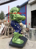Statue en fibre de verre sur mesure grandeur nature, personnage d'anime classique, Hulk le muscleux géant vert, pour exposition artistique