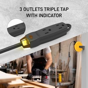 Enrouleur de câble rétractable JIAEN 30 pieds en PVC, fixation plafond/mur, 16/3 SJTW, 3 prises Nema, IP33, disjoncteur 13A, usage domestique - Product Image 5