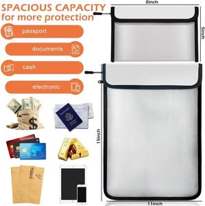 Fireproof <b>Document</b> <b>Bag</b> Certified 2000℉ Protection Waterproof & Reflective Strips 2 Sizes (5x8in & 11x15in) for Cash Legal Files - Product Image 2