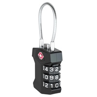 Cadenas de voyage Kamal 532 TSA argent/noir en alliage de zinc avec câble en acier 89x33x13mm pour valise et casier