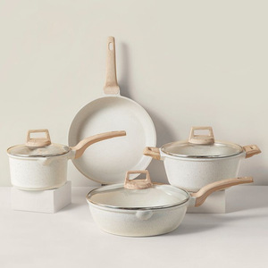 Juego de Ollas y Sartenes Antiadherentes Blancas <span class=keywords><strong>para</strong></span> Cocina de Inducción, Incluye Olla <span class=keywords><strong>para</strong></span> Sopa y Sartén con Tapa de Acero <span class=keywords><strong>para</strong></span> Placas de Inducción - Product Image 3