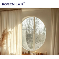 Ventanas de Celosía con Marco de Aluminio Estilo Francés Rogenilan, Claraboyas Fijas Redondas de Doble Cristal Templado