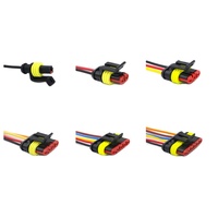 Soket Steker Terpasang Kabel Isolasi PA66 Seri AMP 1.5, Konektor HID Otomotif Tahan Air 1/2/3/4/5/6-Pin Jantan-Betina