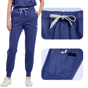 V Neck <b>Scrub</b> Set Unisex Moisture Wicking Hospital Uniforms Split Set <b>Blue</b> - Product Image 2