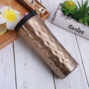 Vaso de Acero Inoxidable con Aislamiento al Vacío, Tapa Abatible Portátil, Vaso Recto para Beber, Vaso Creativo con Forma de Diamante para Coche, Regalo con Impresión - Product Image 2
