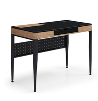 Table d'ordinateur en bois mélaminé MDF noir avec pieds en métal peint en noir Fabriqué en Chine