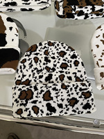 Gorro con estampado de vaca y patrón de puntos de diseñador, gorro cálido de calavera de invierno de 2 capas para mujeres y hombres, gorros con estampado de animales de leopardo