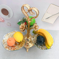 Ramadan Decoratie Dibei Ramadan Decoratie Vierkant Dessert Snack Dienblad Glazen Plaat Gouden Metalen Droog Fruit Dienblad