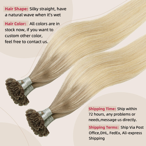 Extensiones de Cabello Pre-Adheridas con Punta en U, Cabello Humano Remy, Extensiones de Cabello con Queratina, 1g/Hilo, Venta al Por Mayor para Mujeres Blancas - Product Image 2