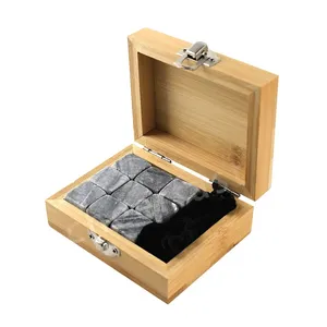 Increíble presente Whisky Chilling Ice Cube Rocks Stone y Velvet Pouch Set 9 piezas Whisky Granite Stone Gift Set