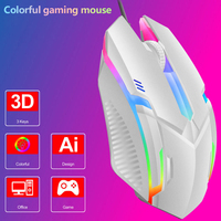 Mouse berkabel USB, nyaman terasa warna-warni permainan bercahaya komputer Desktop Notebook rumah kantor