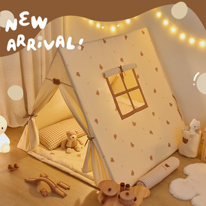 Tienda de campaña <span class=keywords><strong>tipi</strong></span> india beige de algodón para niños, estilo deportivo, para juegos en casa e interiores - Product Image 2